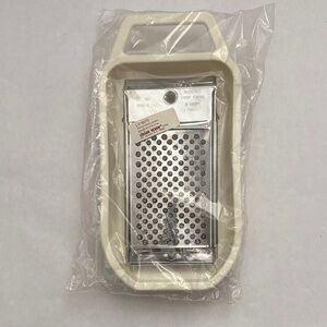 Vintage Lillian Vernon Stainless Steel Handheld Grater with Cream Color Tray
